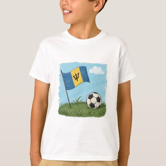 Barbados flag and soccer ball tシャツ (正面)