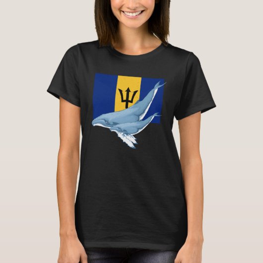 Barbados Flag with Humpback Whales Bajan Pride Tシャツ (正面)
