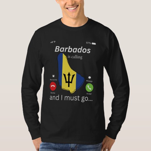 Barbados Is Calling and I Must Go Barbados Map And Tシャツ (正面)