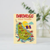Barbados Island Map Postcard ポストカード (スタンド正面)
