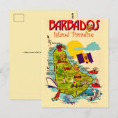 Barbados Island Map Postcard ポストカード (正面/裏面)