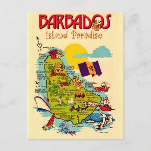 Barbados Island Map Postcard ポストカード (正面)