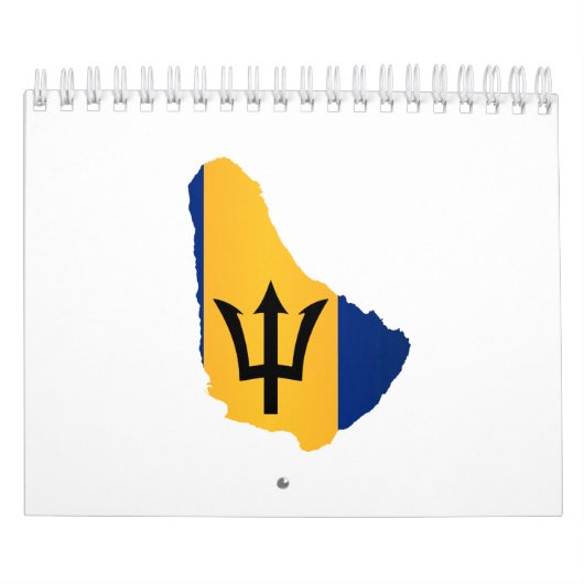 Barbados Islands In Silhouette With Flag カレンダー (カバー)