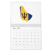 Barbados Islands In Silhouette With Flag カレンダー (3月 2027)