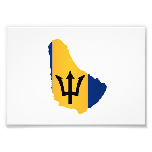 Barbados Islands In Silhouette With Flag フォトプリント (正面)