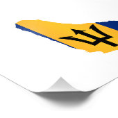 Barbados Islands In Silhouette With Flag フォトプリント (角)