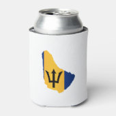 Barbados Islands In Silhouette With Flag 缶クーラー (缶正面)