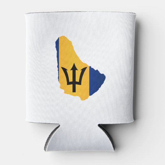 Barbados Islands In Silhouette With Flag 缶クーラー (正面)
