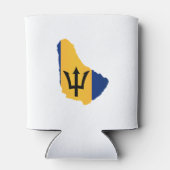 Barbados Islands In Silhouette With Flag 缶クーラー (裏面)