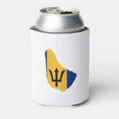 Barbados Islands In Silhouette With Flag 缶クーラー (缶裏面)