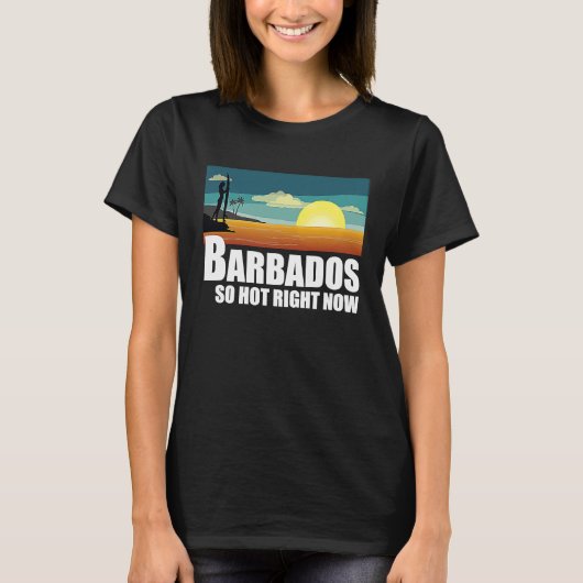 Barbados  so hot right now Retro Travel Beach Vaca Tシャツ (正面)