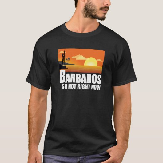 Barbados so hot right now Retro Travel Beach Vacat Tシャツ (正面)