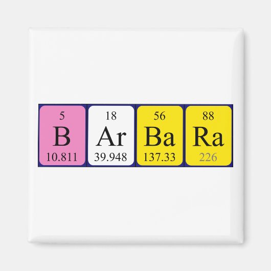 Barbara周期表名磁石 マグネット (正面)