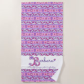 Barbara Bの名前は花ハートピンクタオルを意味する ビーチタオル (正面)