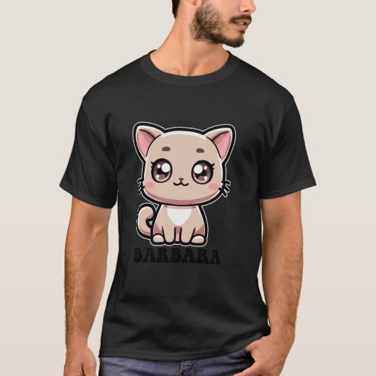 Barbara Cute Kitty Catデザインfor Girls Name Barba Tシャツ (正面)