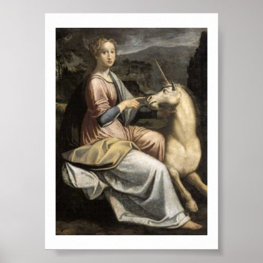 Barbara Longhi - Dame mit Einhorn - Unicorn ポスター (正面)