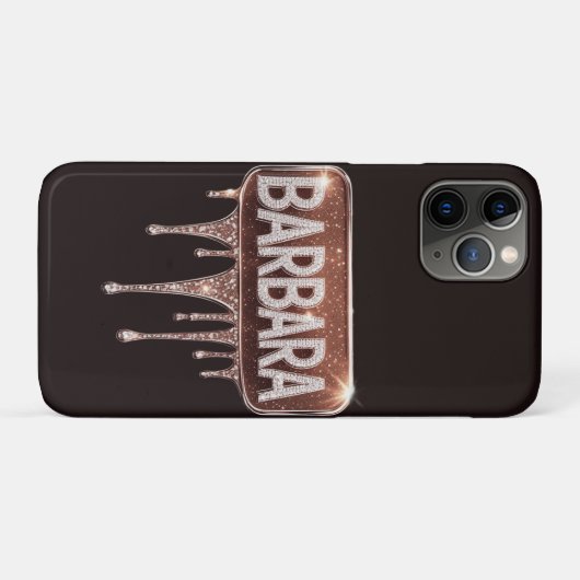✨ Barbara Sparkle Luxe Rose Gold Diamond Drip Case-Mate iPhoneケース (裏面(横))
