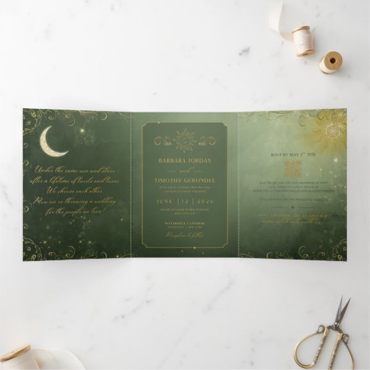Barbara + Tim Trifold Wedding Invitation R14 三つ折り招待状 (内部)