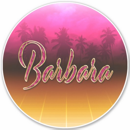 Barbara Vorname Name golden pink Aufkleber Sticker シール (正面)