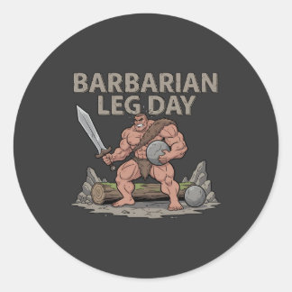 Barbarian Leg Day - Funny Gym Workout ラウンドシール
