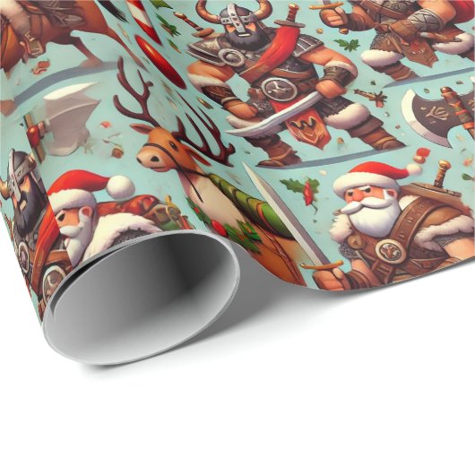 Barbarian-Themed Christmas Wrapping Paper ラッピングペーパー (ロールコーナー)