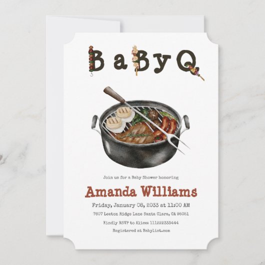 Barbecue Backyard Party Baby Shower BBQ 招待状 (正面)
