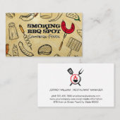 Barbecue Cooking Pattern | Wood Grain Background 名刺 (正面/裏面)