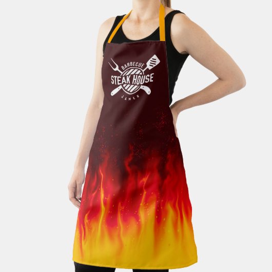 Barbecue Grill Flames — Personalized Steak House エプロン (インサイチュ)