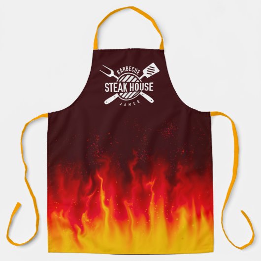 Barbecue Grill Flames — Personalized Steak House エプロン (正面)