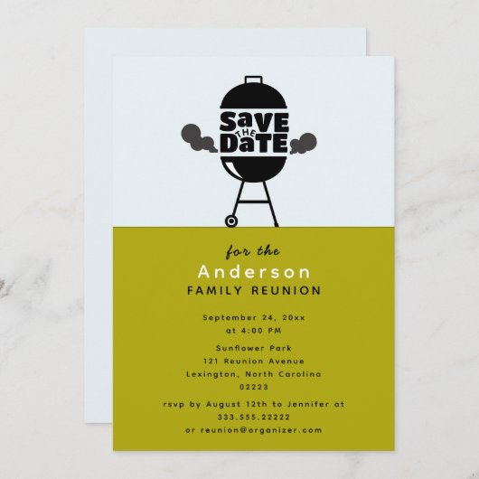 Barbecue grill party Save the Date Invitation 招待状 (正面/裏面)