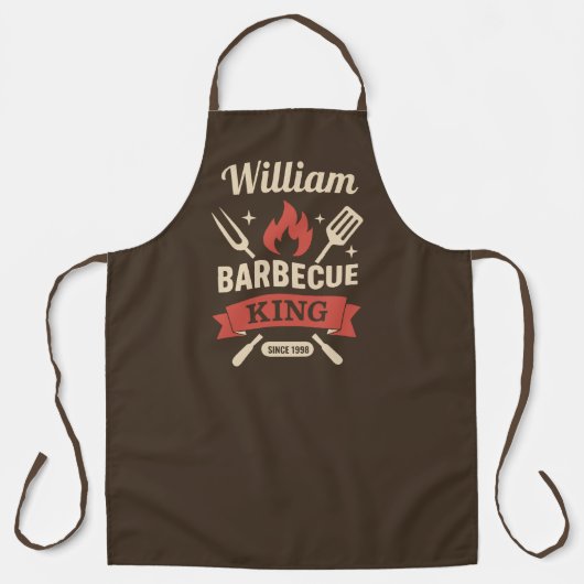 Barbecue King Apron with Custom Name エプロン (正面)