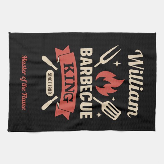 Barbecue King - Kitchen Towel (Custom Name) キッチンタオル (横)