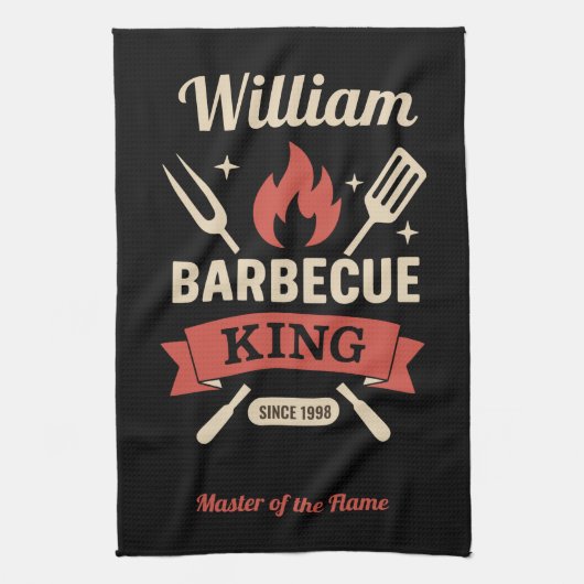 Barbecue King - Kitchen Towel (Custom Name) キッチンタオル (縦)