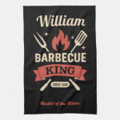 Barbecue King Kitchen Towel with Custom Name キッチンタオル (縦)