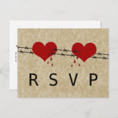 Barbed WireハートタトゥーRSVPポストカード インビテーションポストカード (正面/裏面)
