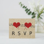 Barbed WireハートタトゥーRSVPポストカード インビテーションポストカード (スタンド正面)