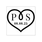 Barbed Wire Frame Heart Wedding Initial Monogram ラバースタンプ (インプリント)