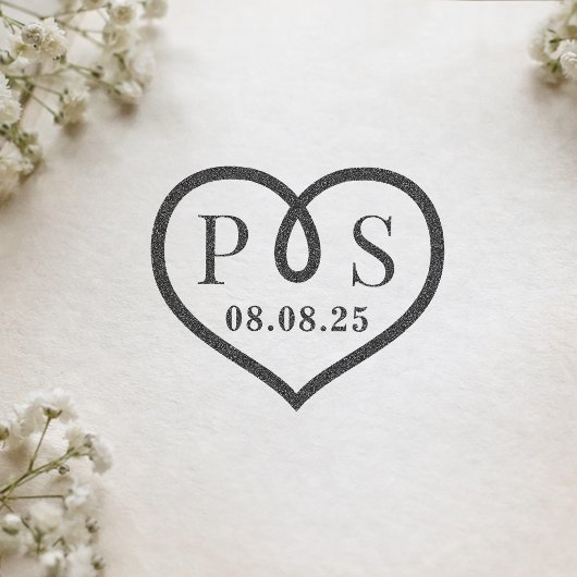 Barbed Wire Frame Heart Wedding Initial Monogram ラバースタンプ