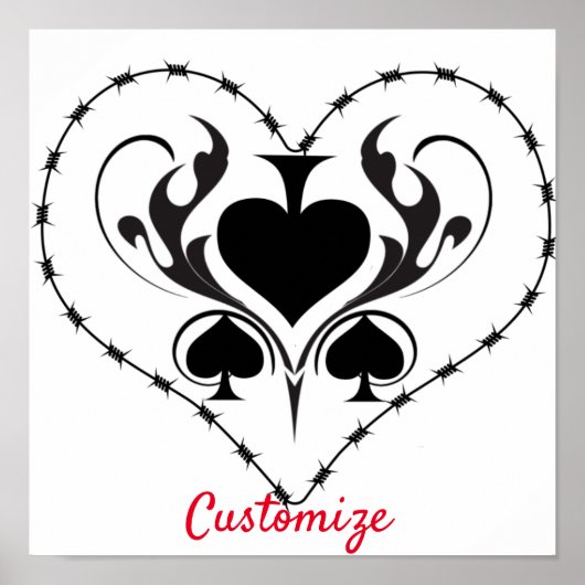 Barbed Wire Heart Black Spades Thunder_Cove ポスター (正面)