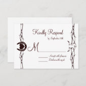 Barbed Wire Horseshoe Country Western RSVPカード (正面/裏面)