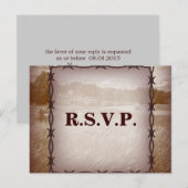 Barbed wire western country wedding response RSVP インビテーションポストカード (正面/裏面)