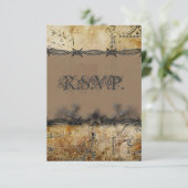 Barbed wire western country wedding RSVP応答 出欠カード (スタンド正面)