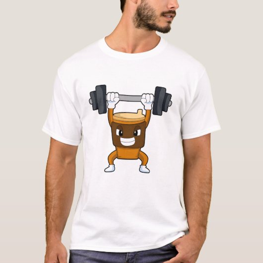 Barbellとの強さトレーニングでコーヒー Tシャツ (正面)
