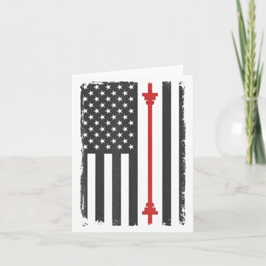 Barbell American Flag Gym Workout Tee Usa Motivati カード (正面)