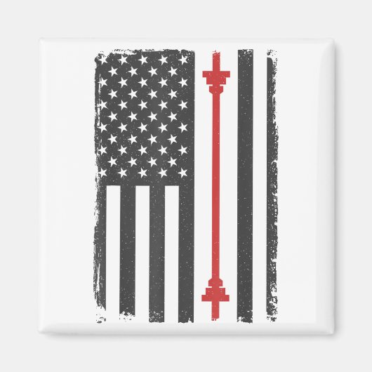 Barbell American Flag Gym Workout Tee Usa Motivati マグネット (正面)
