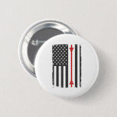 Barbell American Flag Gym Workout Tee Usa Motivati 缶バッジ (正面&裏面)
