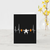 Barbell Weightlifting Heartbeat Bodybuilding Cool  カード (黄色い花)