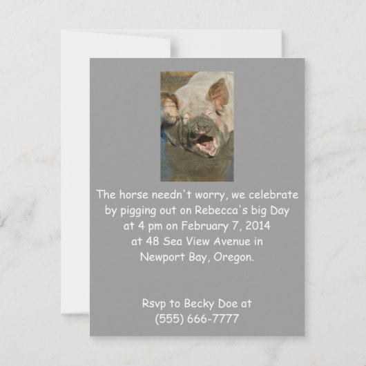 Barbequeパーティー招待状(Hoseを使用)はカスタマイズ可能 招待状 (裏面)