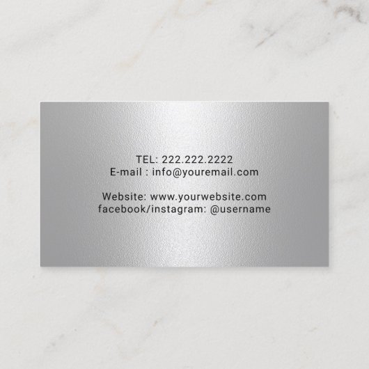 Barber Barbershop Razor & Scissor Modern Black 名刺 (裏面)