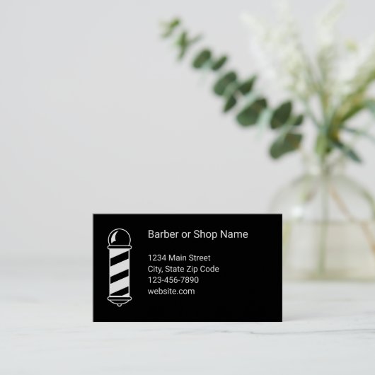 Barber Black and White Barbershop Pole Discount 名刺 (スタンド正面)